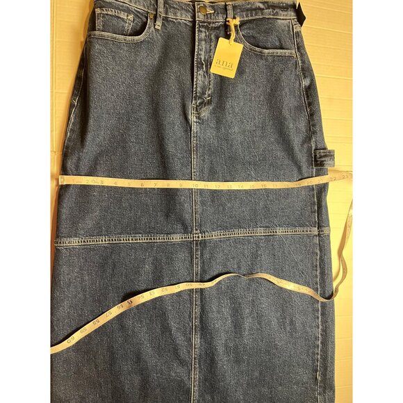 NWT-A.n.a Womens High-Rise Denim Wrap Skirt Size 12 classic Maxi/midi - Picture 10 of 11